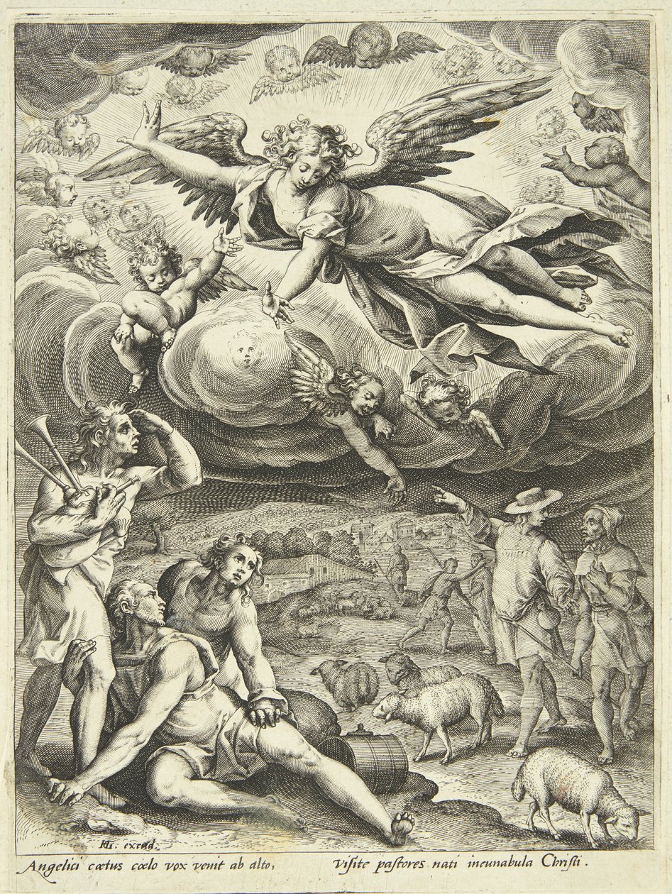 Aankondiging aan de herders door Adriaen Collaert