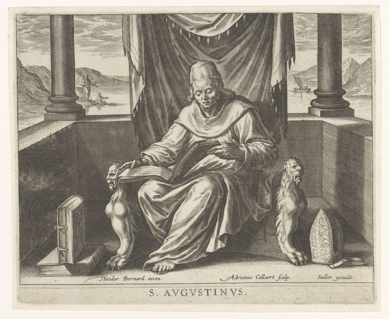 Kerkvader Augustinus (De vier kerkvaders) door Adriaen Collaert