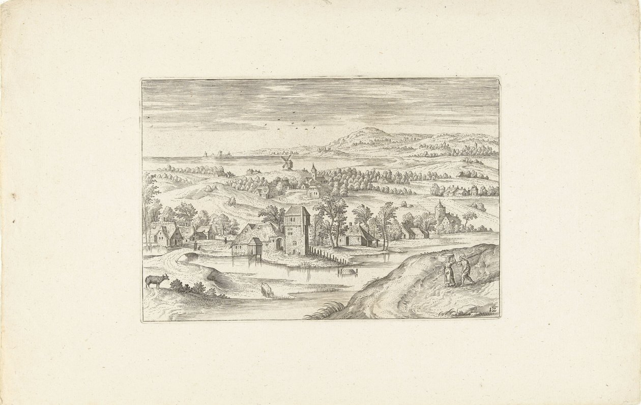 Landschap met een boerenhoeve door Adriaen Collaert