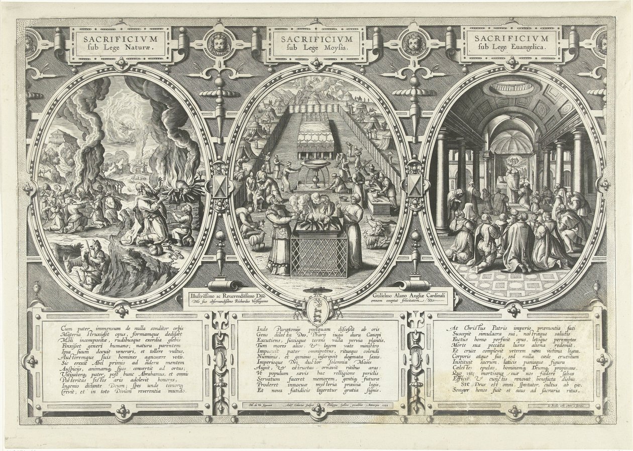 Offers onder de wet van de natuur, onder de wet van Mozes en onder de wet van het Evangelie door Adriaen Collaert