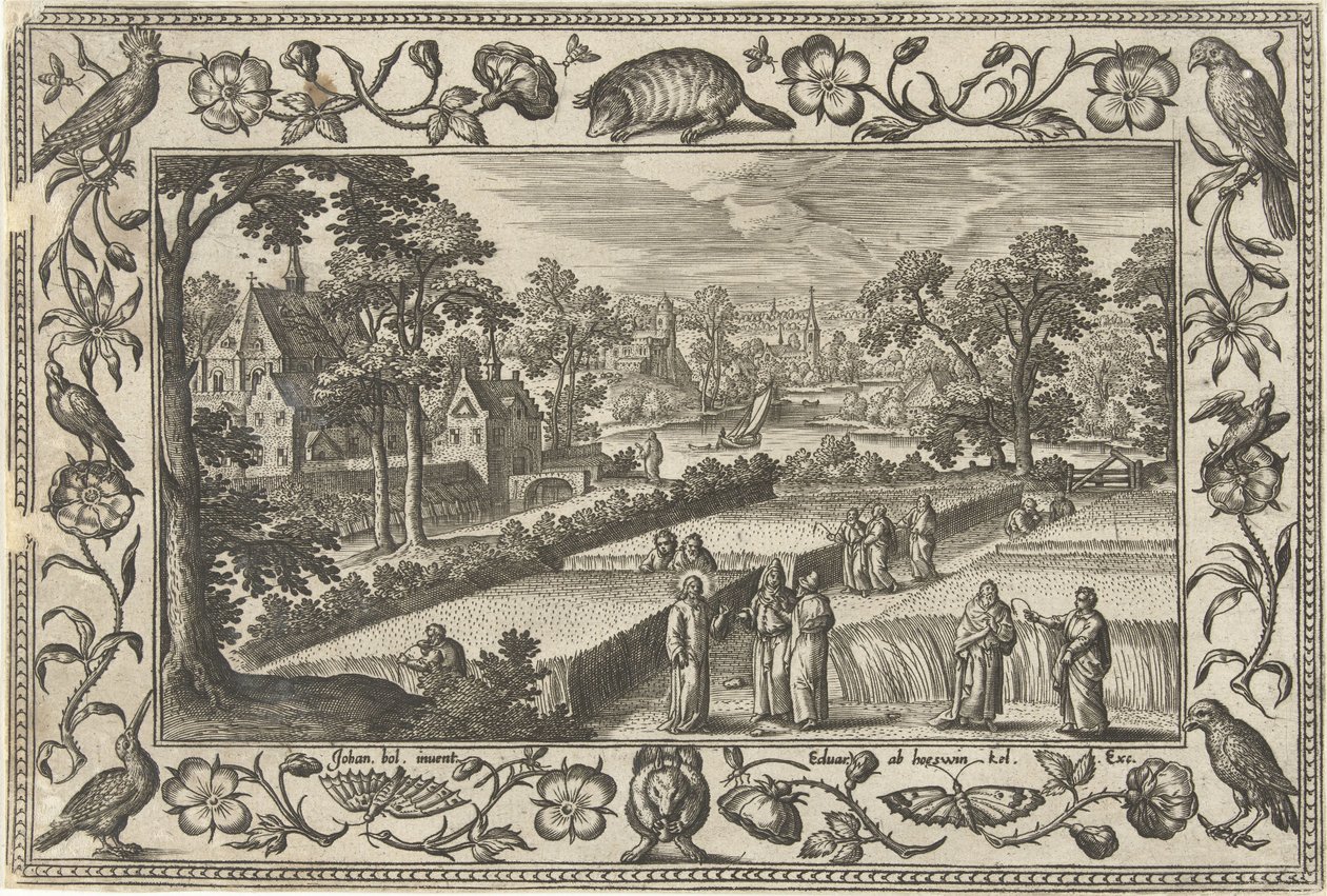 Plukken van koren op de sabbat door Adriaen Collaert