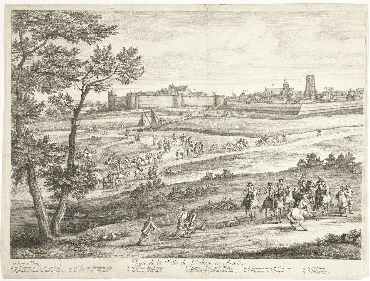 Gezicht op Bethune (linkerblad) door Adriaen Frans Boudewyns