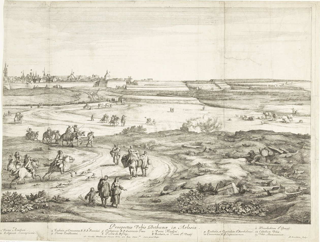 Gezicht op Bethune (rechterblad) door Adriaen Frans Boudewyns