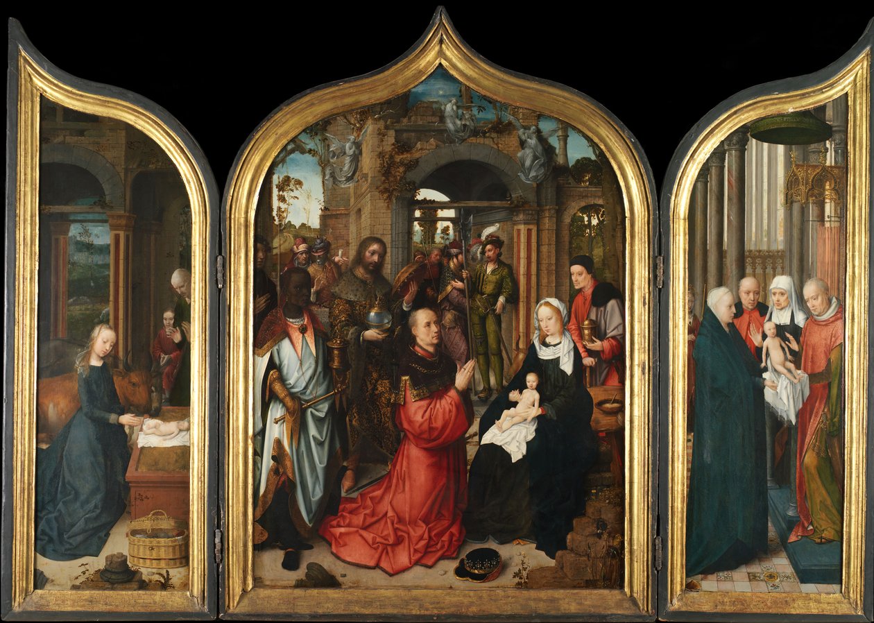 De Geboorte, De Aanbidding der Wijzen, De Presentatie in de Tempel door Adriaen Isenbrandt