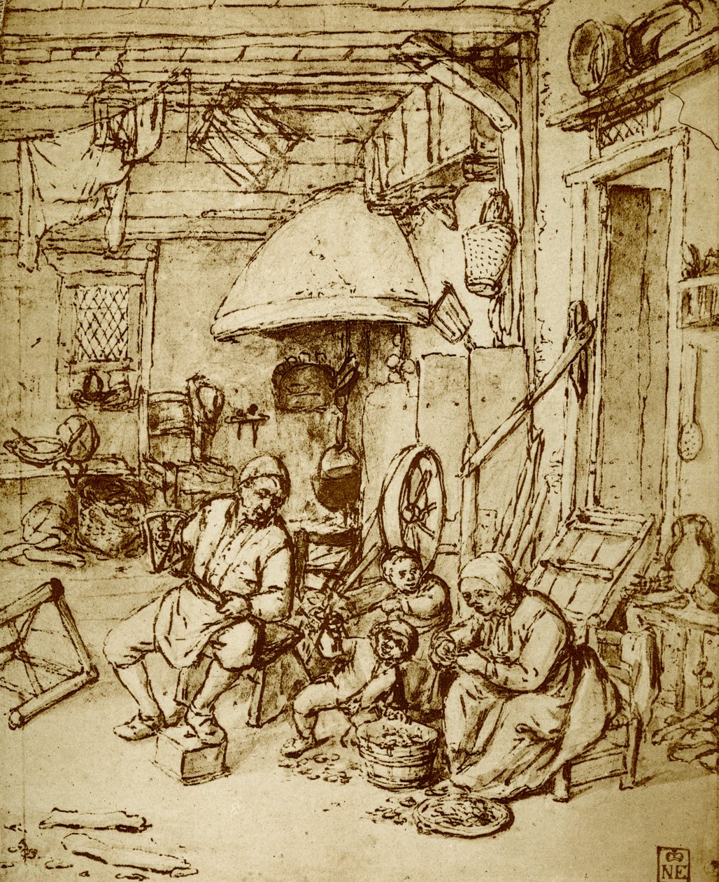 Nederlandse boerenfamilie door Adriaen Jansz. van Ostade