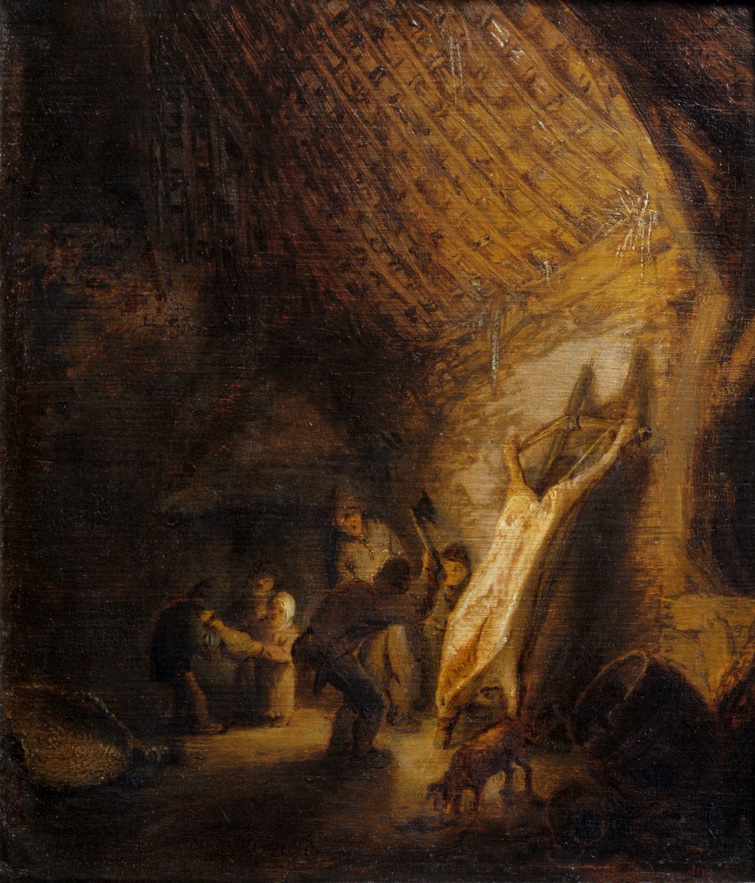 Slacht van varkens ... door Adriaen Jansz. van Ostade