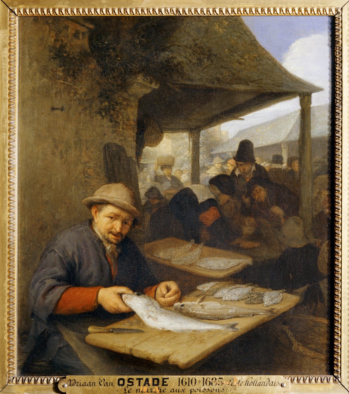 De vismarkt ... door Adriaen Jansz. van Ostade