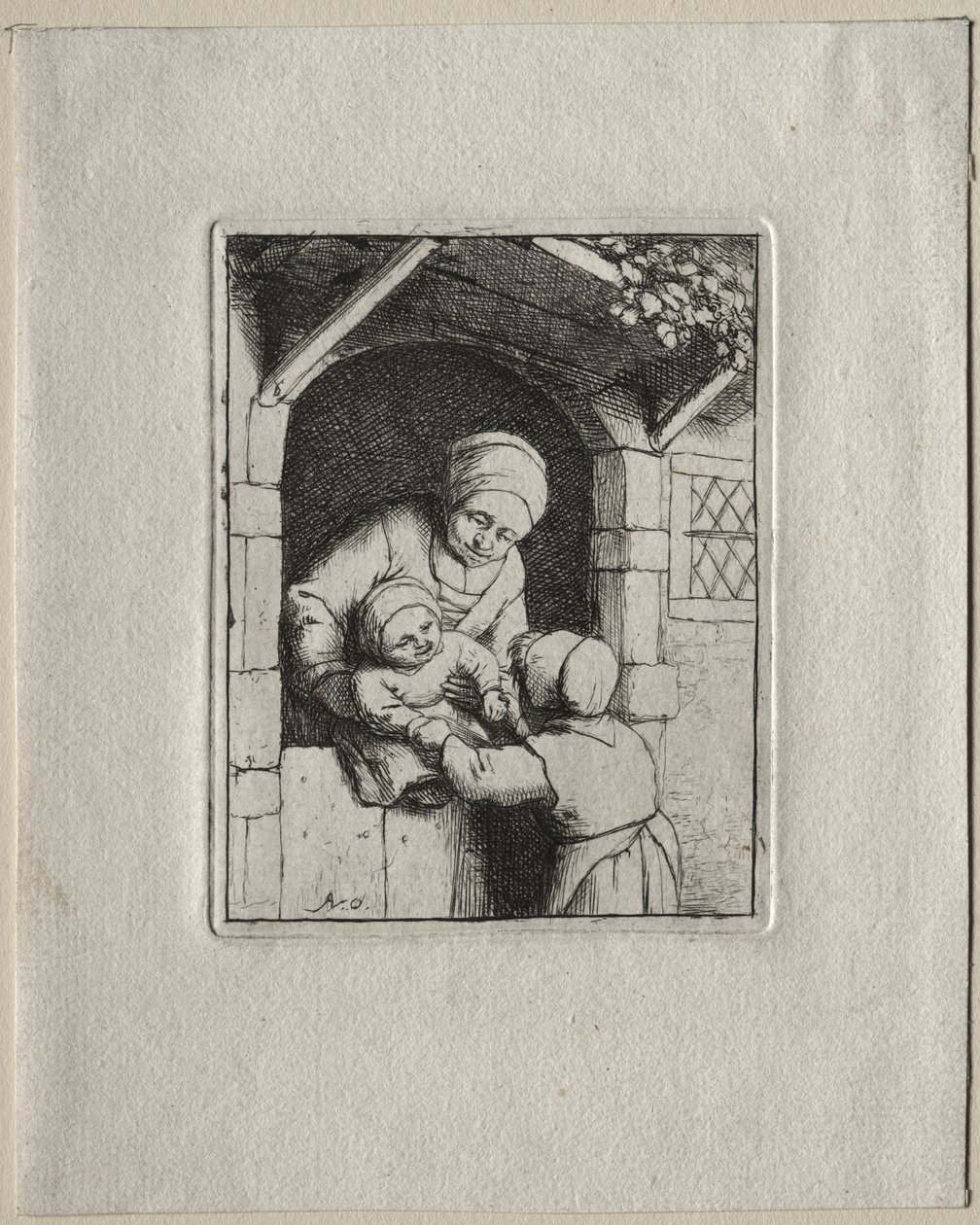 Moeder en twee kinderen door Adriaen Jansz. van Ostade