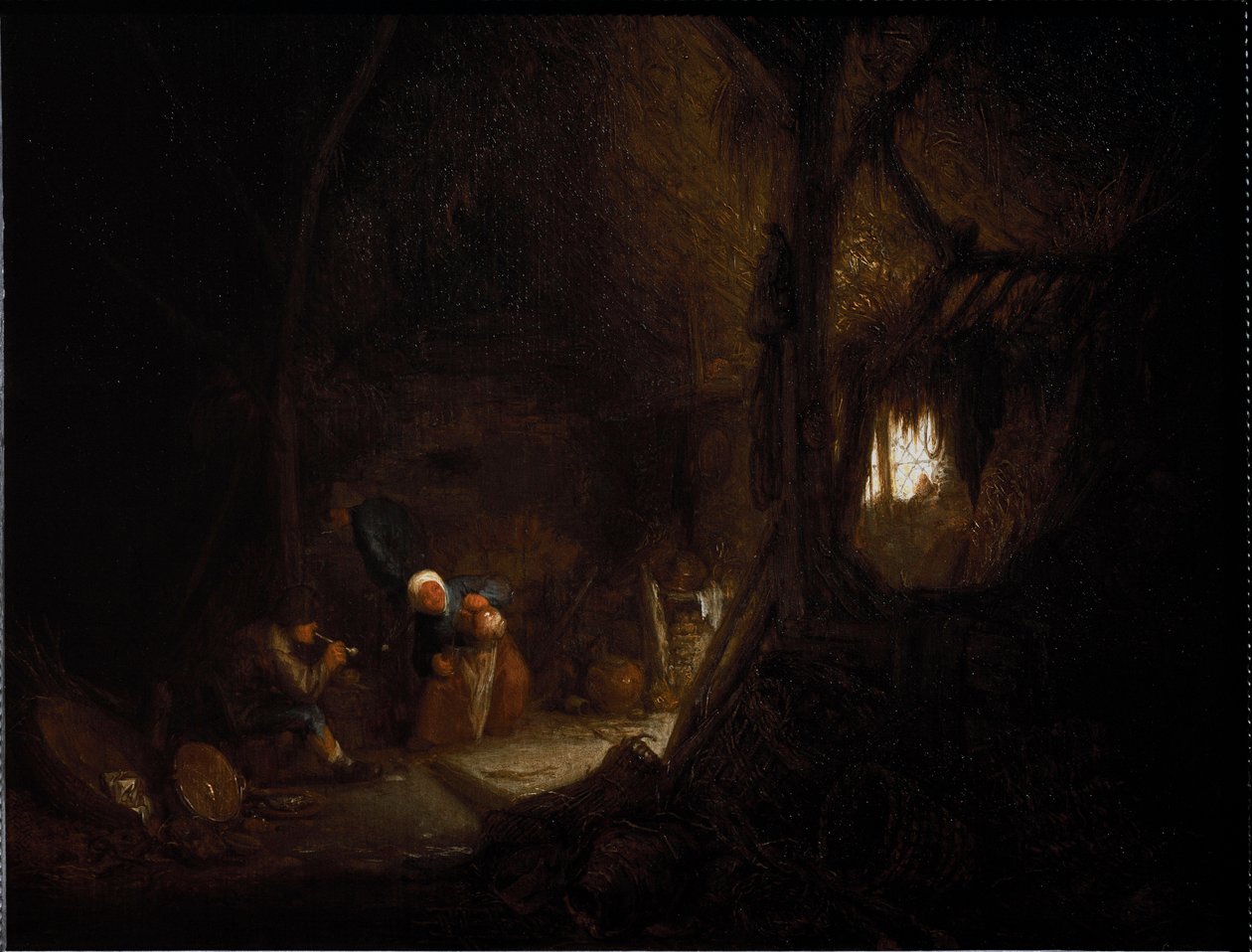 Boerenfamilie in een schuur door Adriaen Jansz. van Ostade
