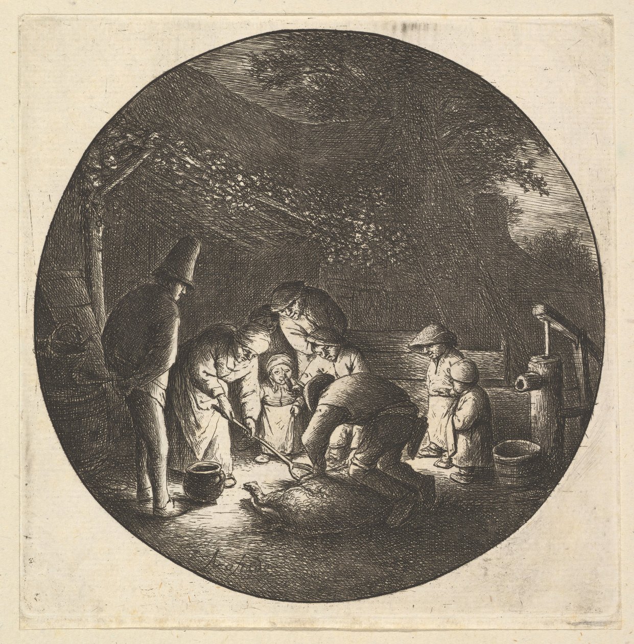 Varkensslager, 1610-85 door Adriaen Jansz. van Ostade