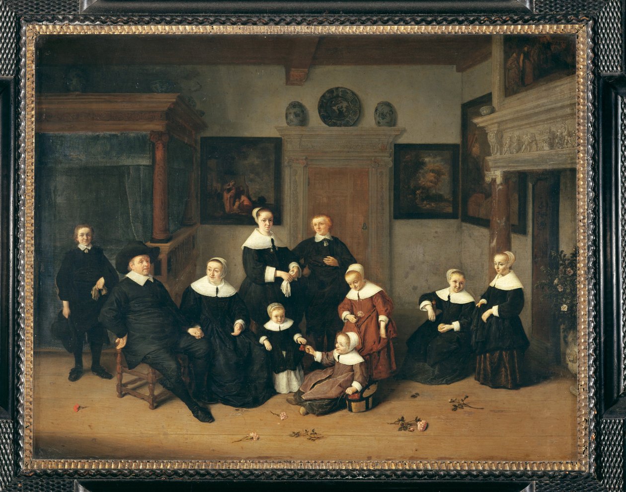 Familieportret, vroeger bekend als de familie van de schilder - Familieportret ... door Adriaen Jansz. van Ostade