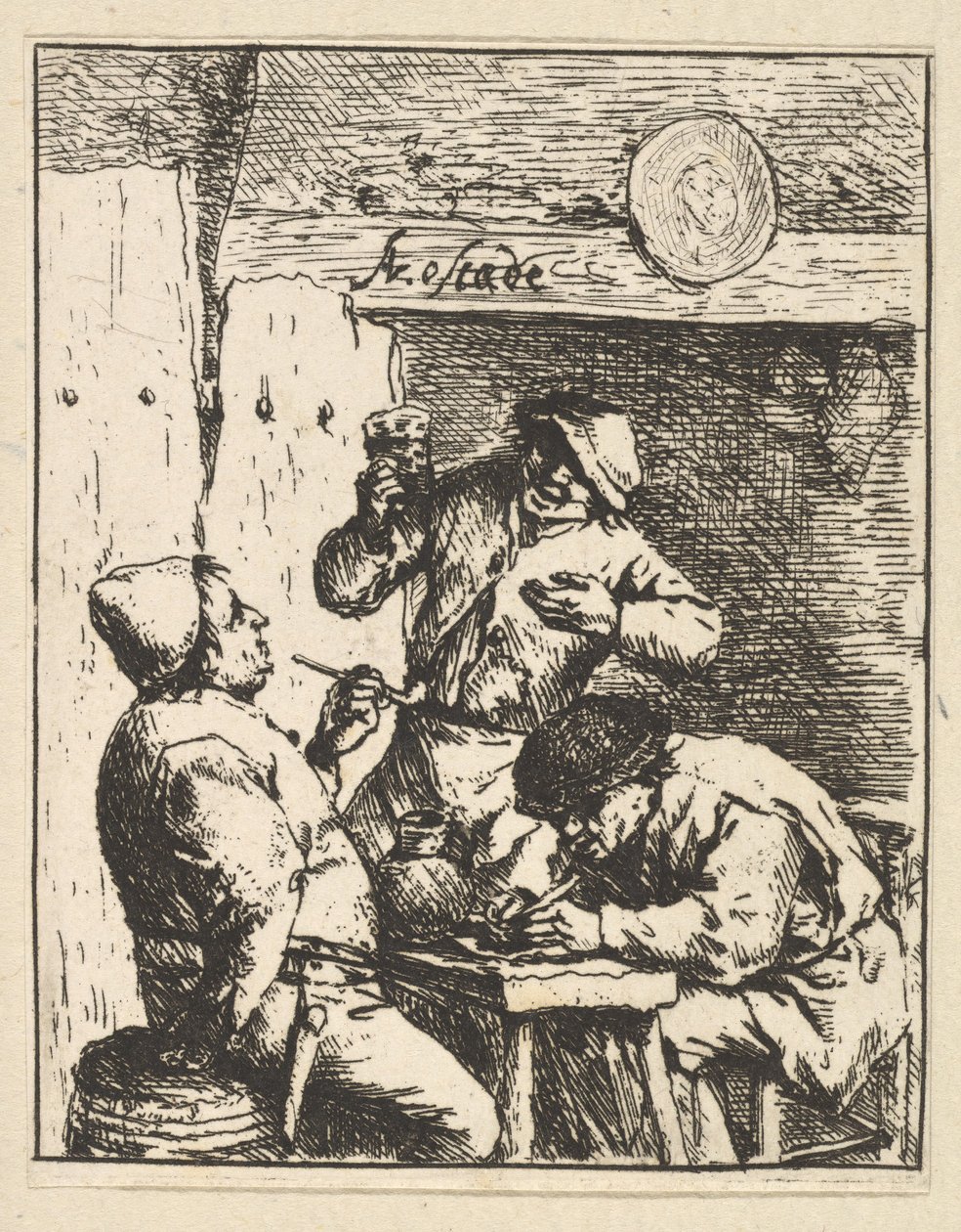 Zanger tussen twee rokers, 1610-85 door Adriaen Jansz. van Ostade