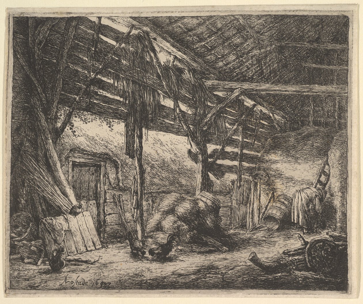 De schuur, 1647 door Adriaen Jansz. van Ostade