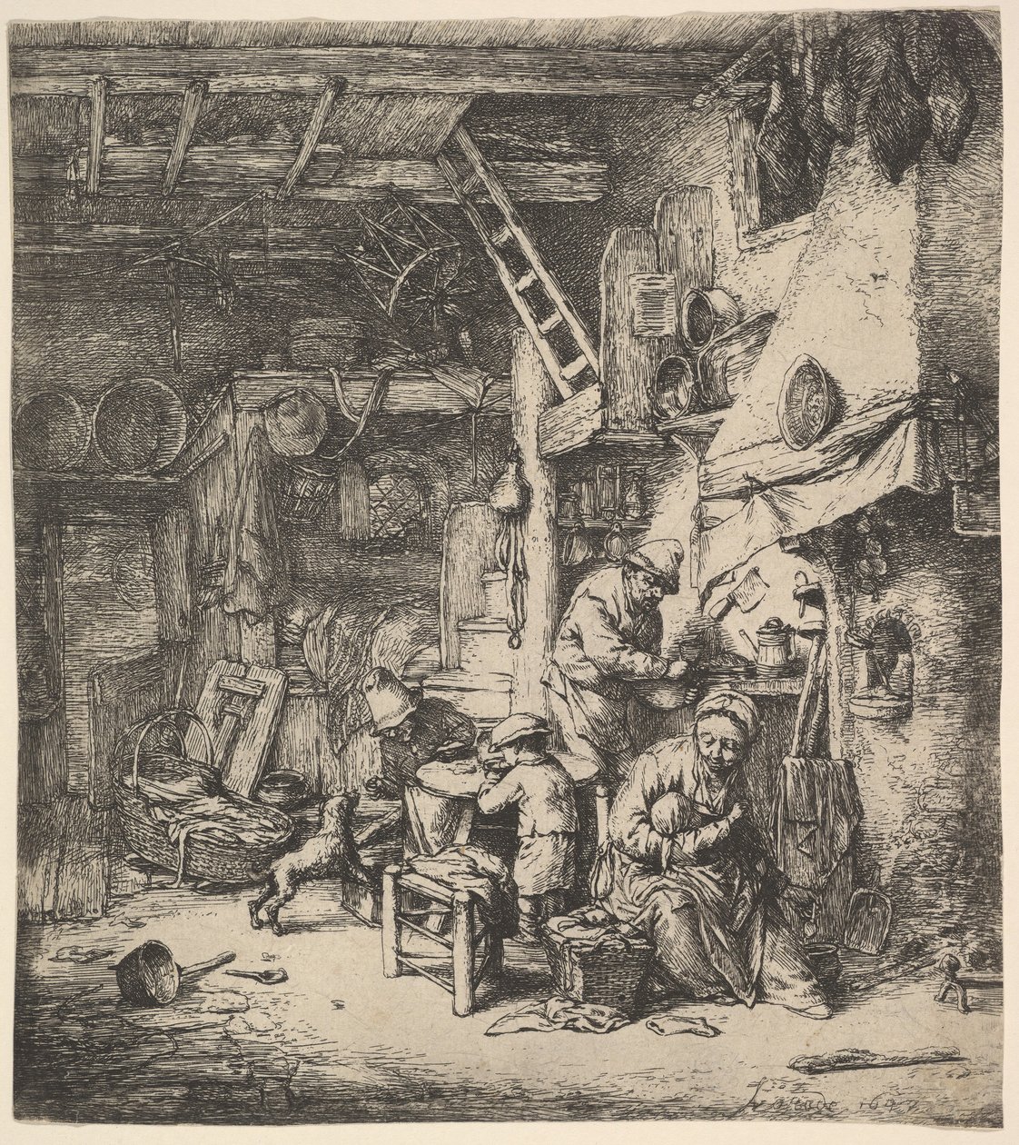 De familie, 1647 door Adriaen Jansz. van Ostade