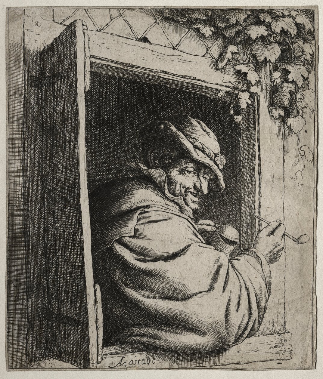 De roker bij het raam door Adriaen Jansz. van Ostade