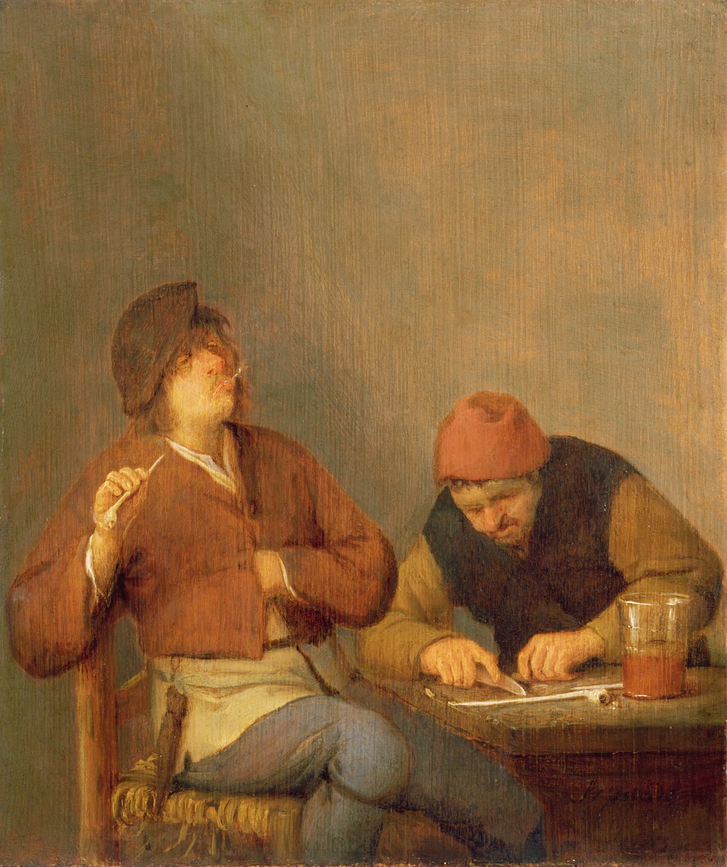 Twee rokers in een interieur, 1643 door Adriaen Jansz. van Ostade