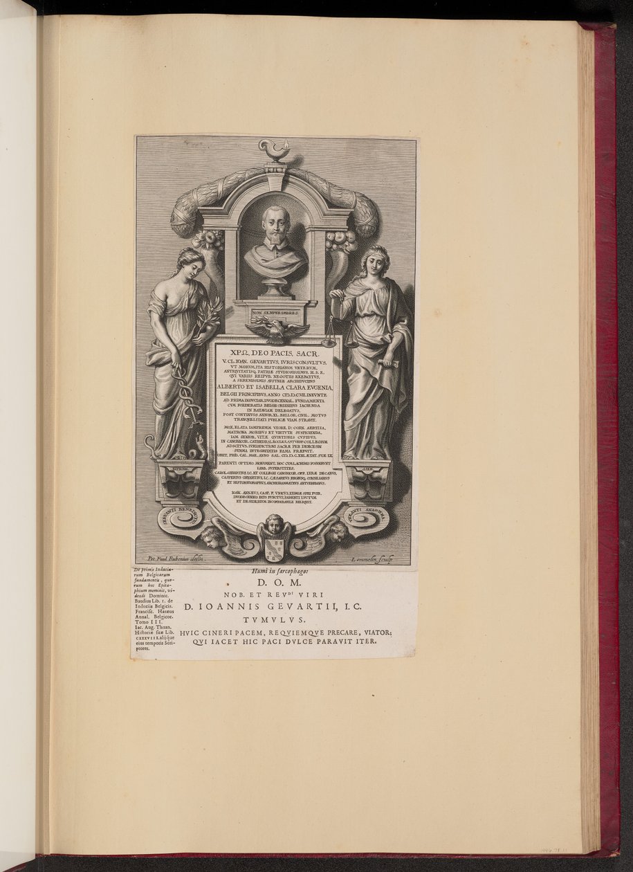 Epitaaf van Claude Jean Gevaert door Adriaen Lommelin after Sir Peter Paul Rubens