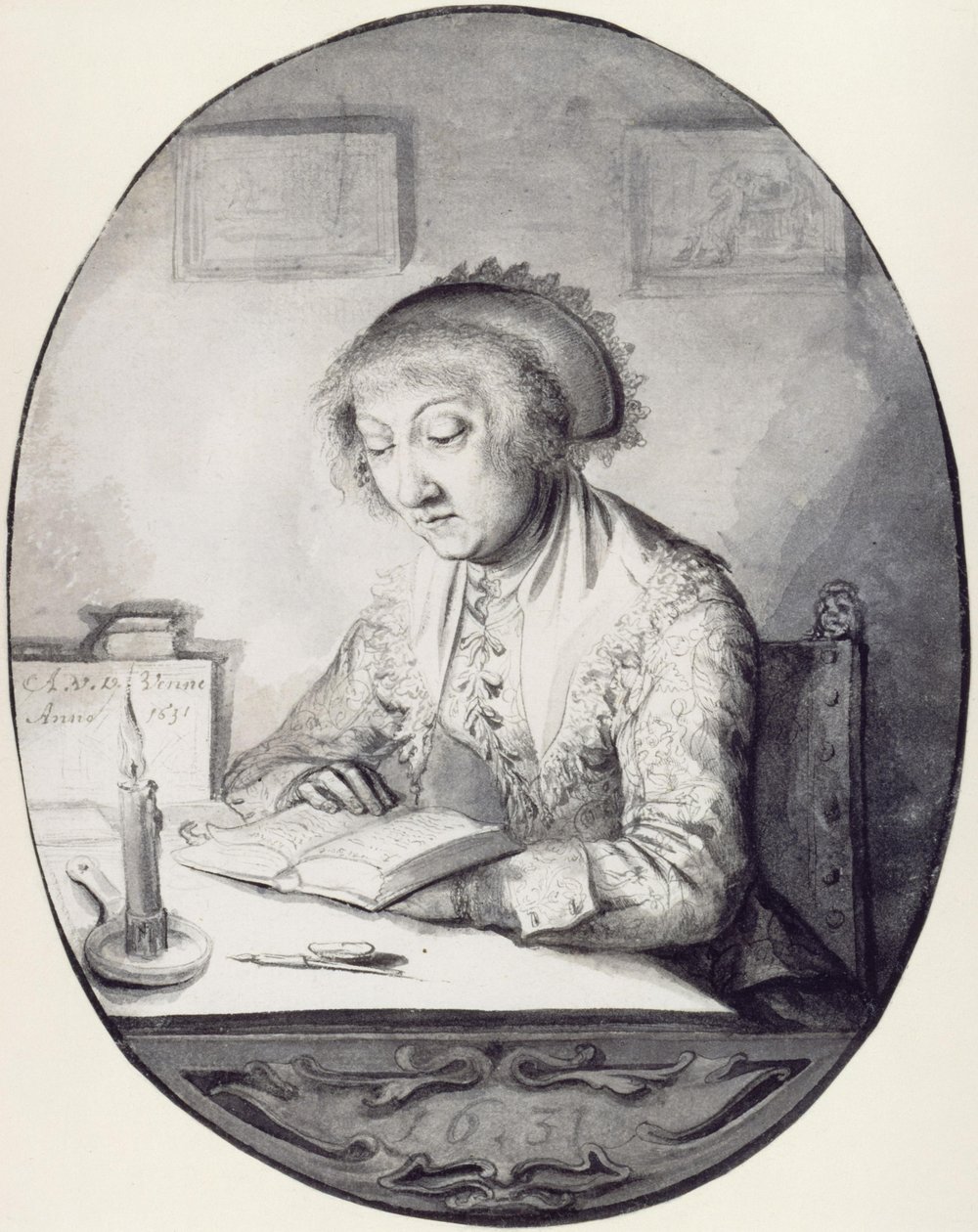 Lezende vrouw door Adriaen Pietersz van de Venne