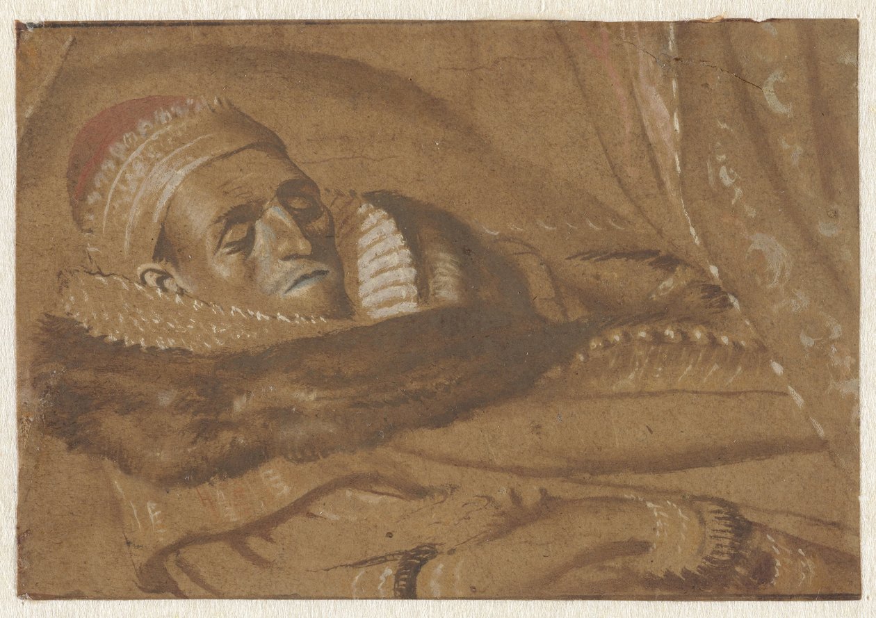 Prins Maurits van Oranje op zijn sterfbed door Adriaen Pietersz van de Venne