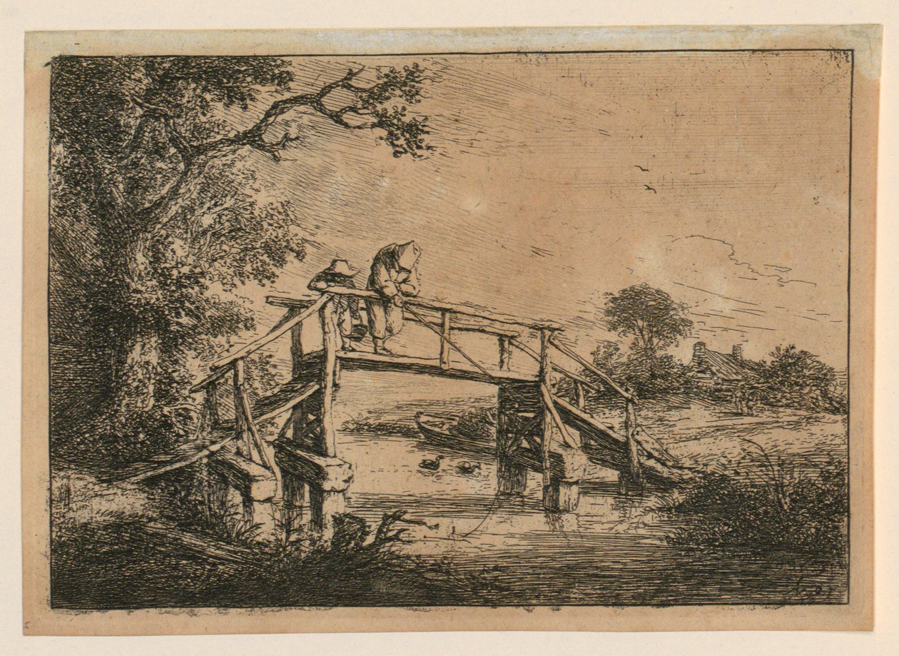 Vissers op de brug door Adriaen van Ostade