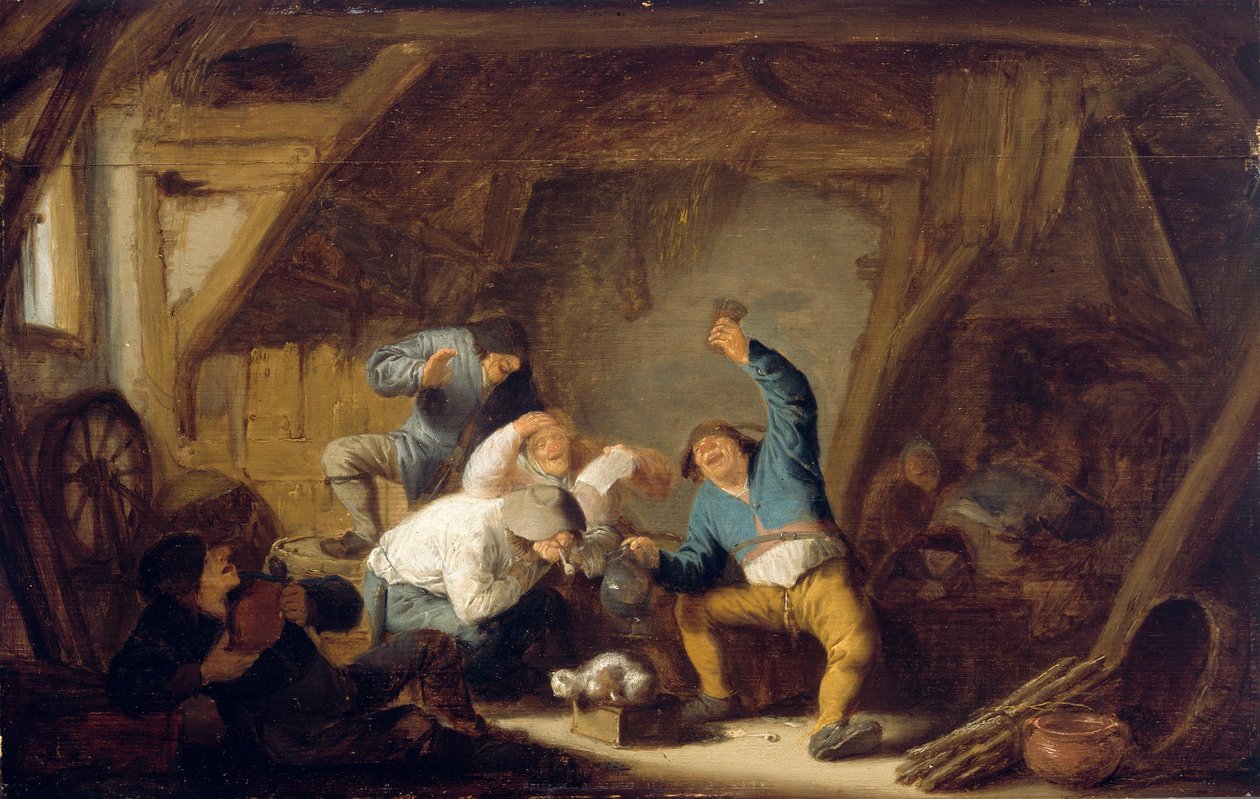 Boeren die drinken en zingen door Adriaen van Ostade