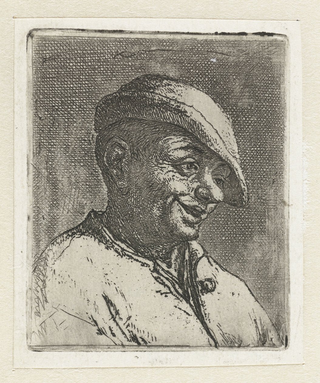Buste van een lachende boer door Adriaen van Ostade