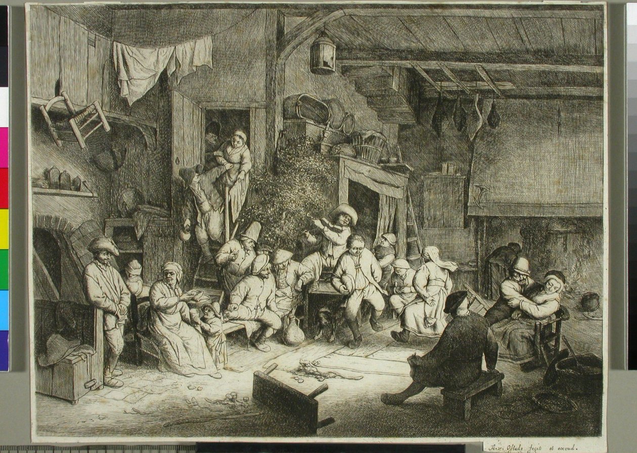 Dans in een taverne door Adriaen van Ostade