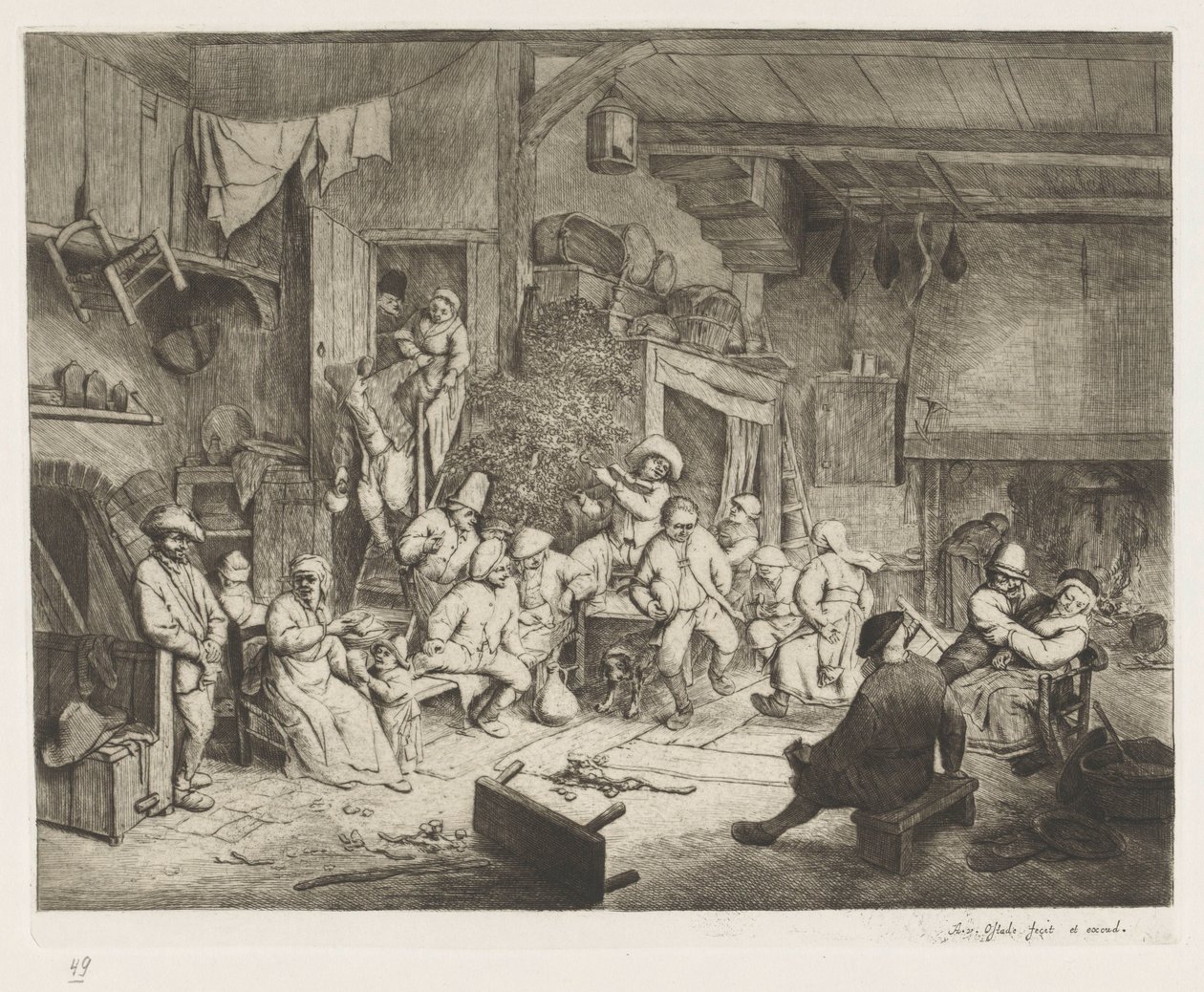 Dans in de herberg door Adriaen van Ostade