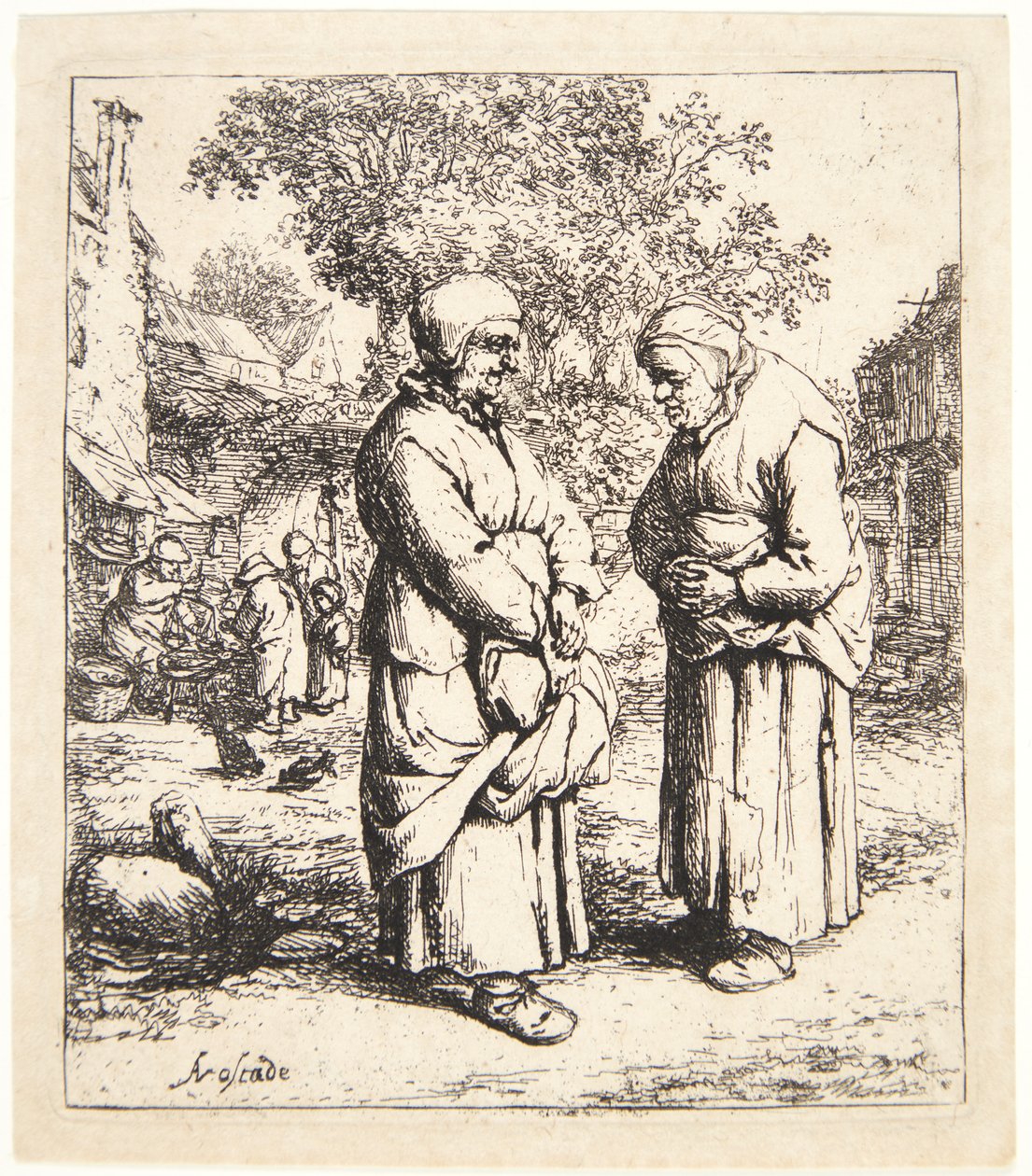 De twee roddeltantes door Adriaen van Ostade