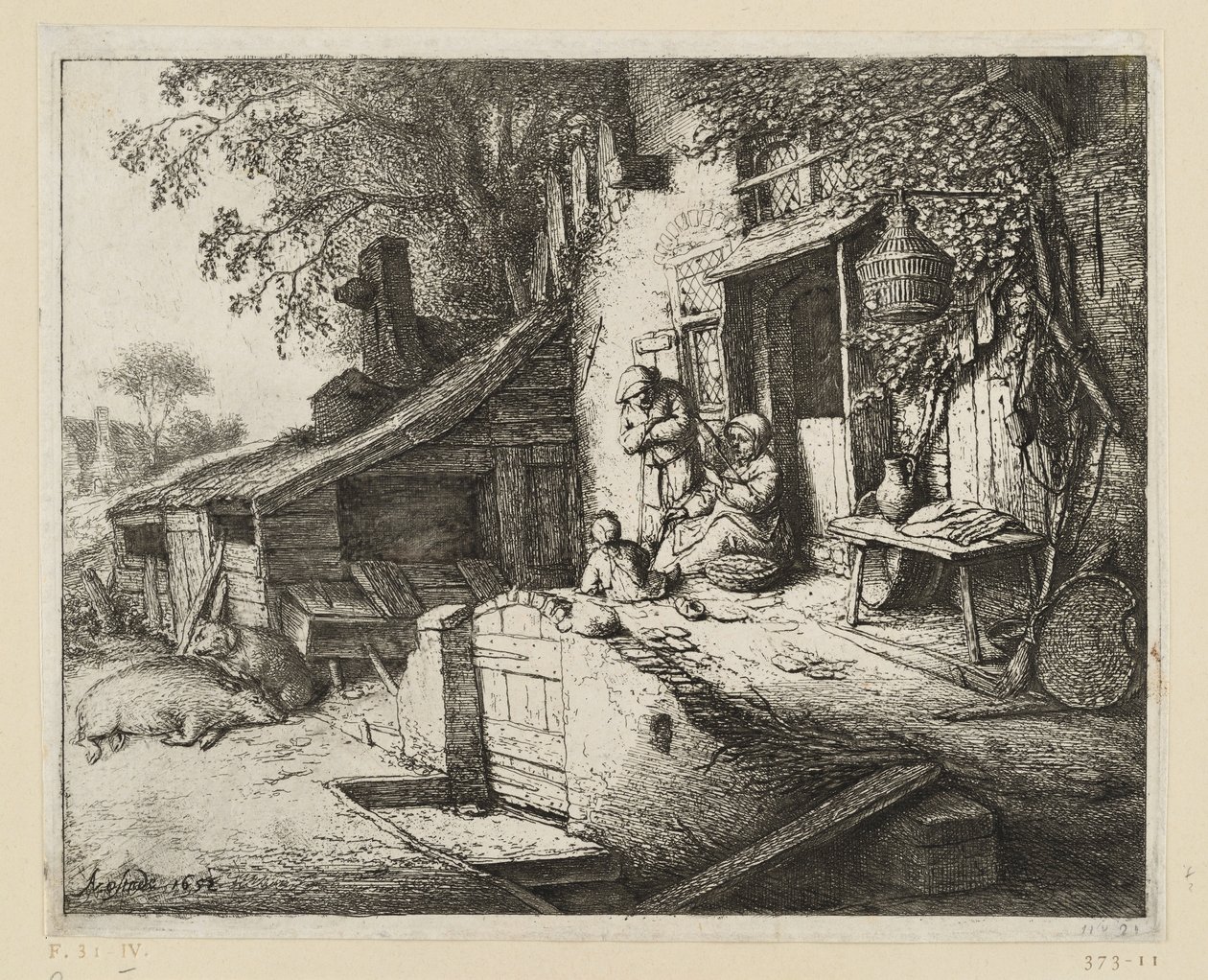 De spinner door Adriaen van Ostade