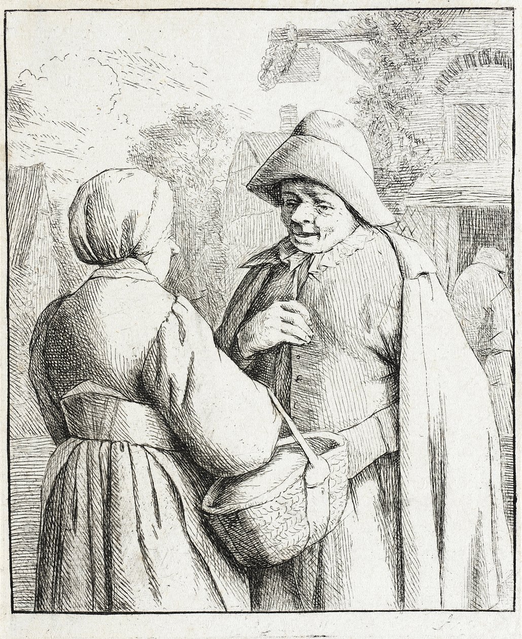 Man en vrouw in gesprek door Adriaen van Ostade