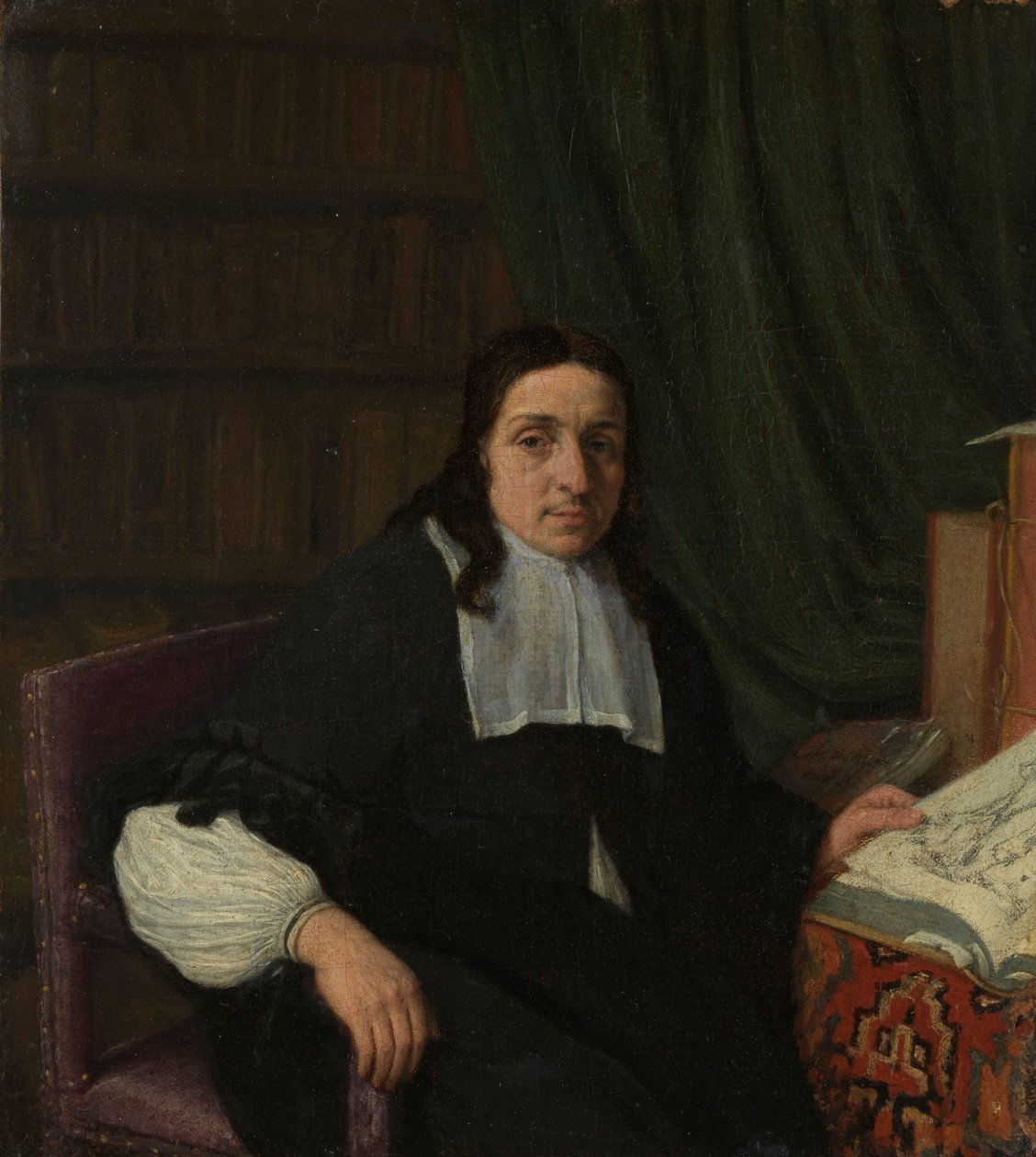 Portret van een verzamelaar, mogelijk Constantijn Sennepart (1625-1703) door Adriaen van Ostade