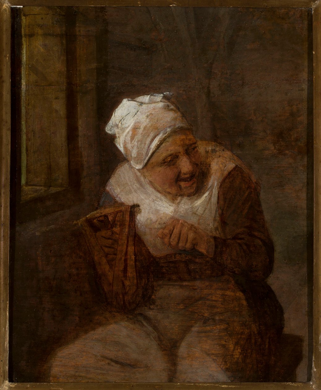 Spinnende vrouw bij het raam door Adriaen van Ostade