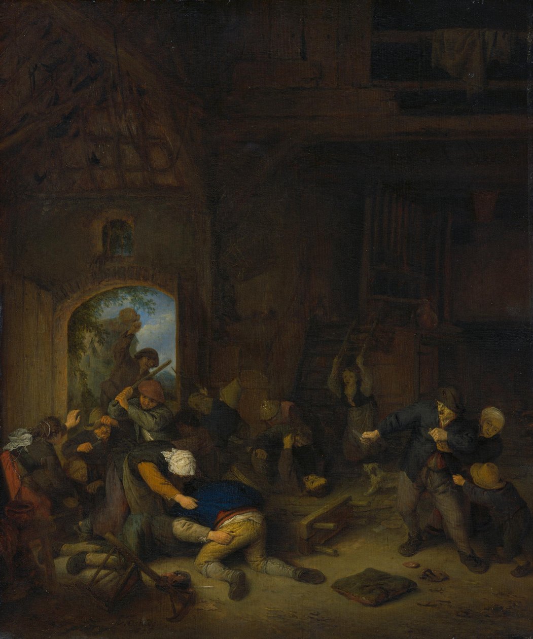 Vechtende boeren door Adriaen van Ostade