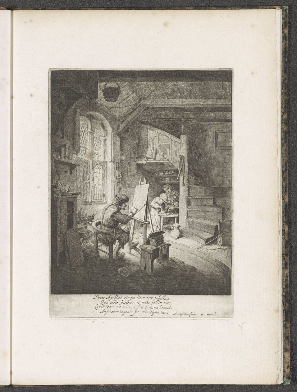 Schilder in zijn atelier door Adriaen van Ostade