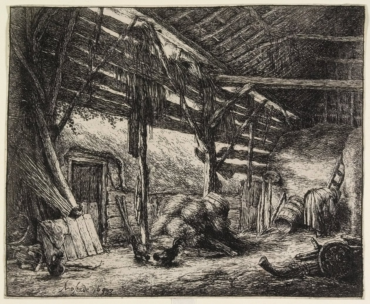 De schuur door Adriaen van Ostade