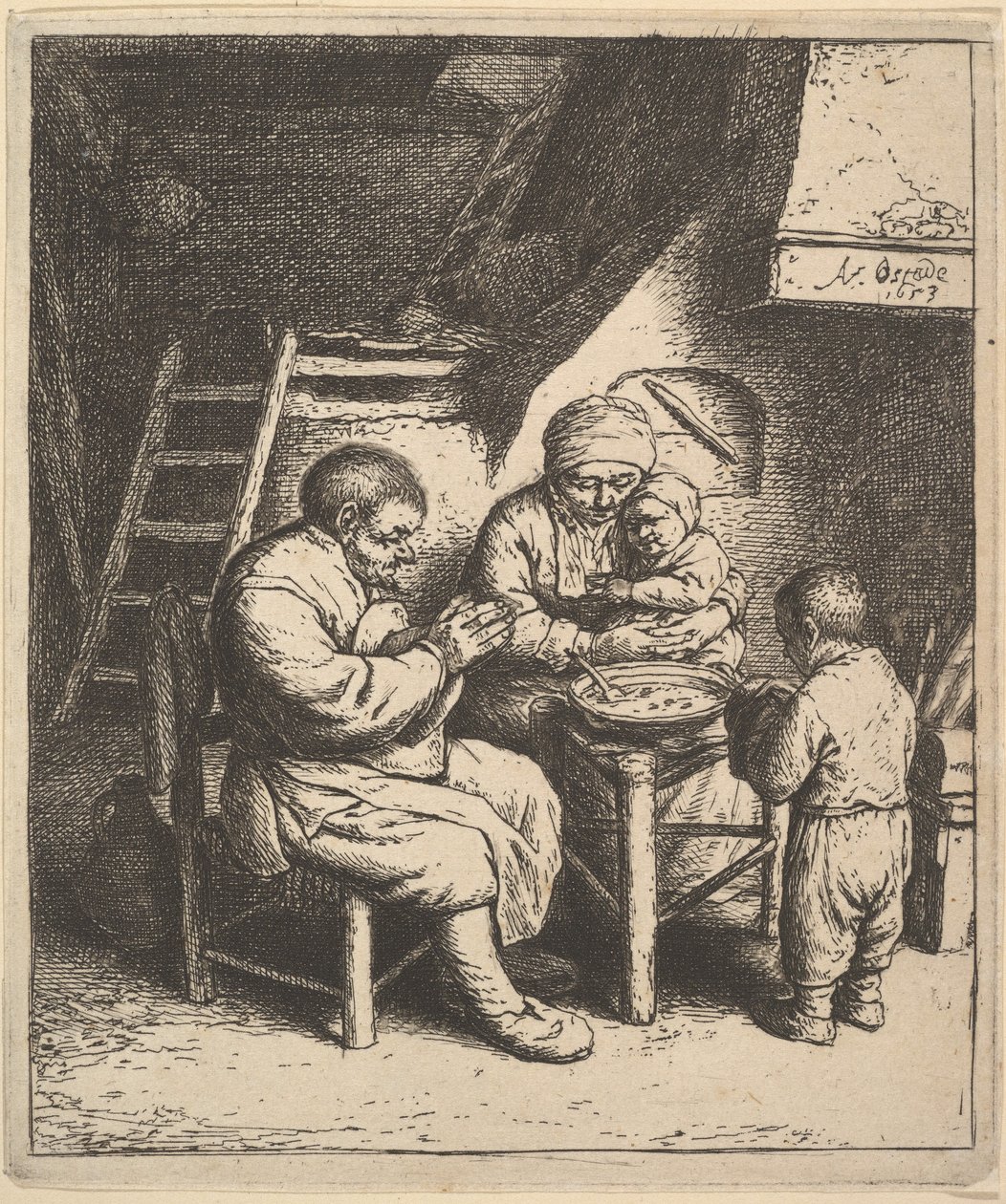 De zegen door Adriaen van Ostade