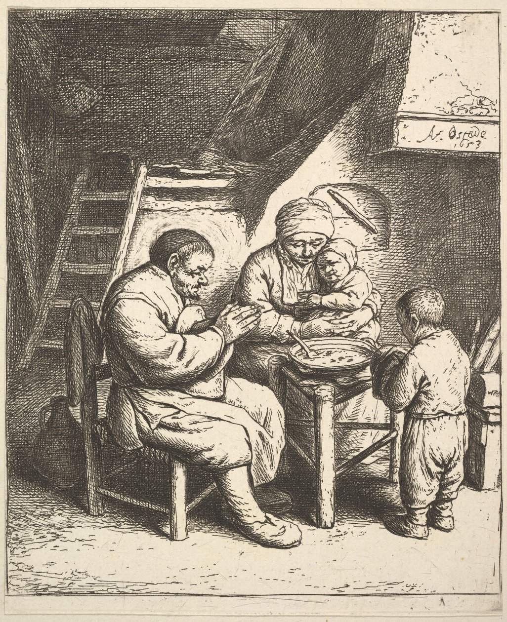 De zegen door Adriaen van Ostade