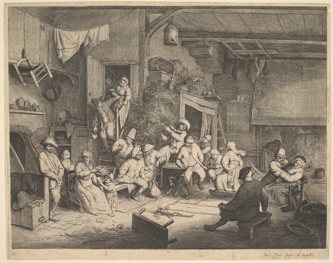 De dans in de herberg door Adriaen van Ostade