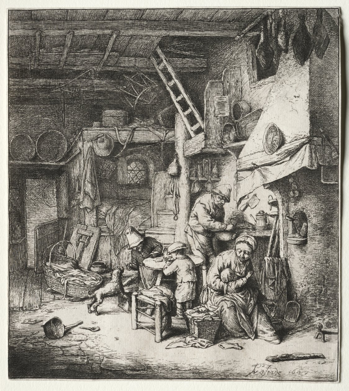 De familie door Adriaen van Ostade