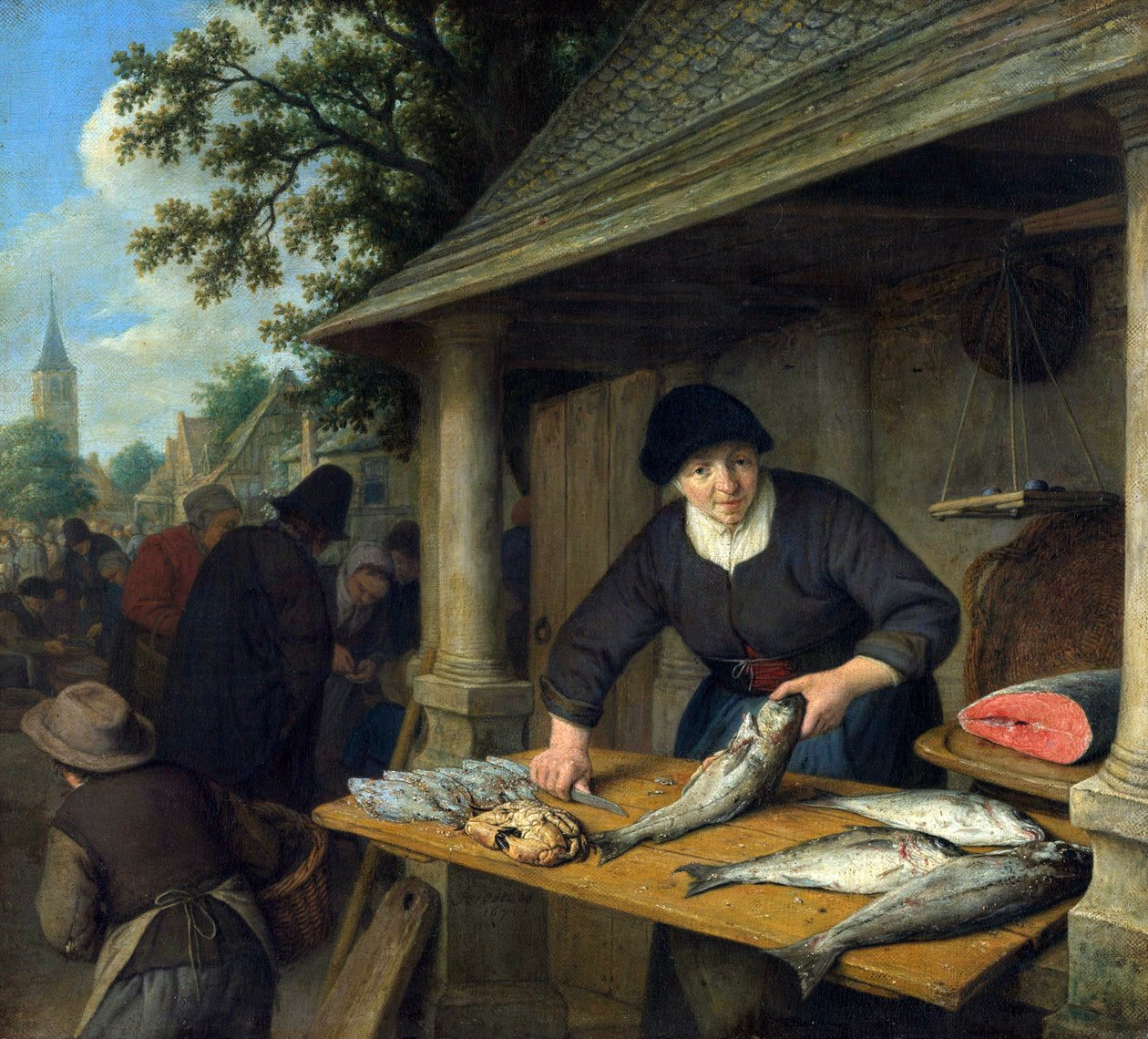 De visvrouw door Adriaen Jansz. van Ostade