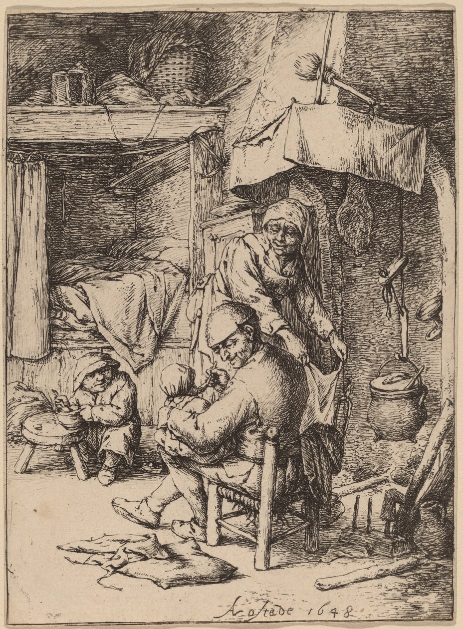 De pater familias door Adriaen van Ostade