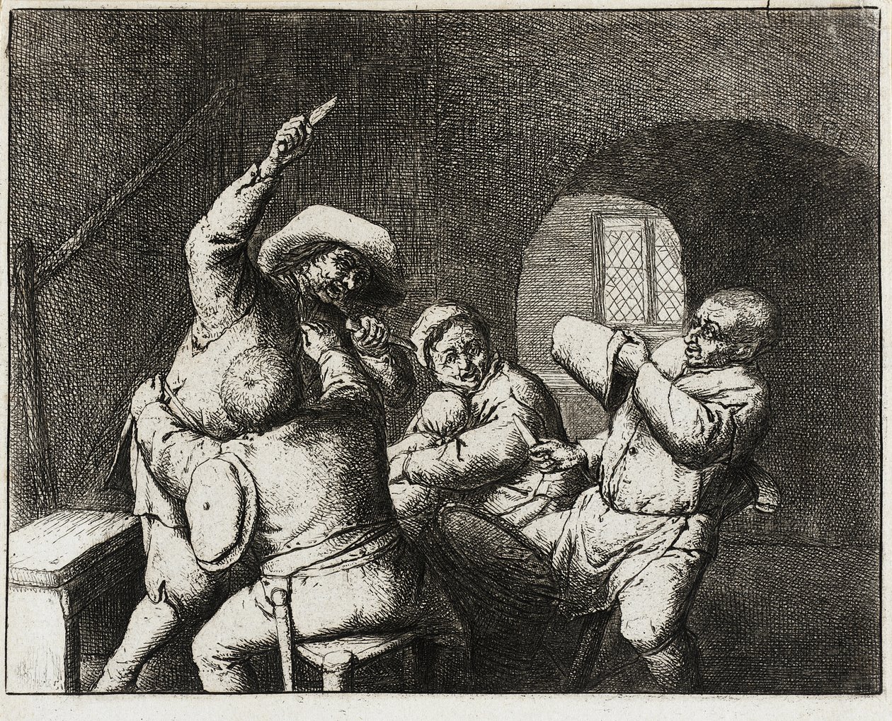De ruzie van de boeren door Adriaen van Ostade