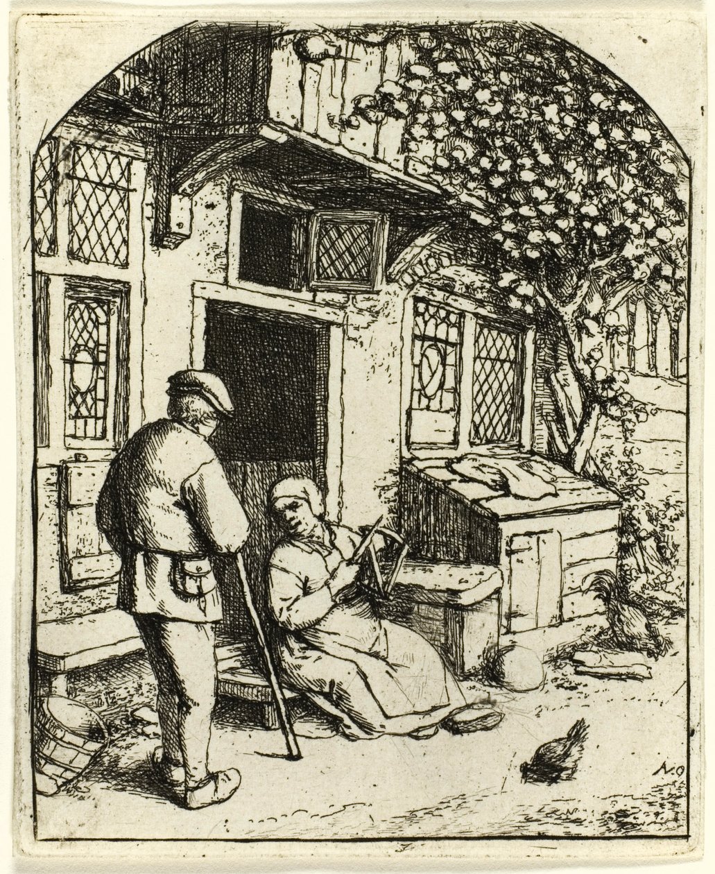 De Vrouw die een Spoel Wikkelt door Adriaen van Ostade