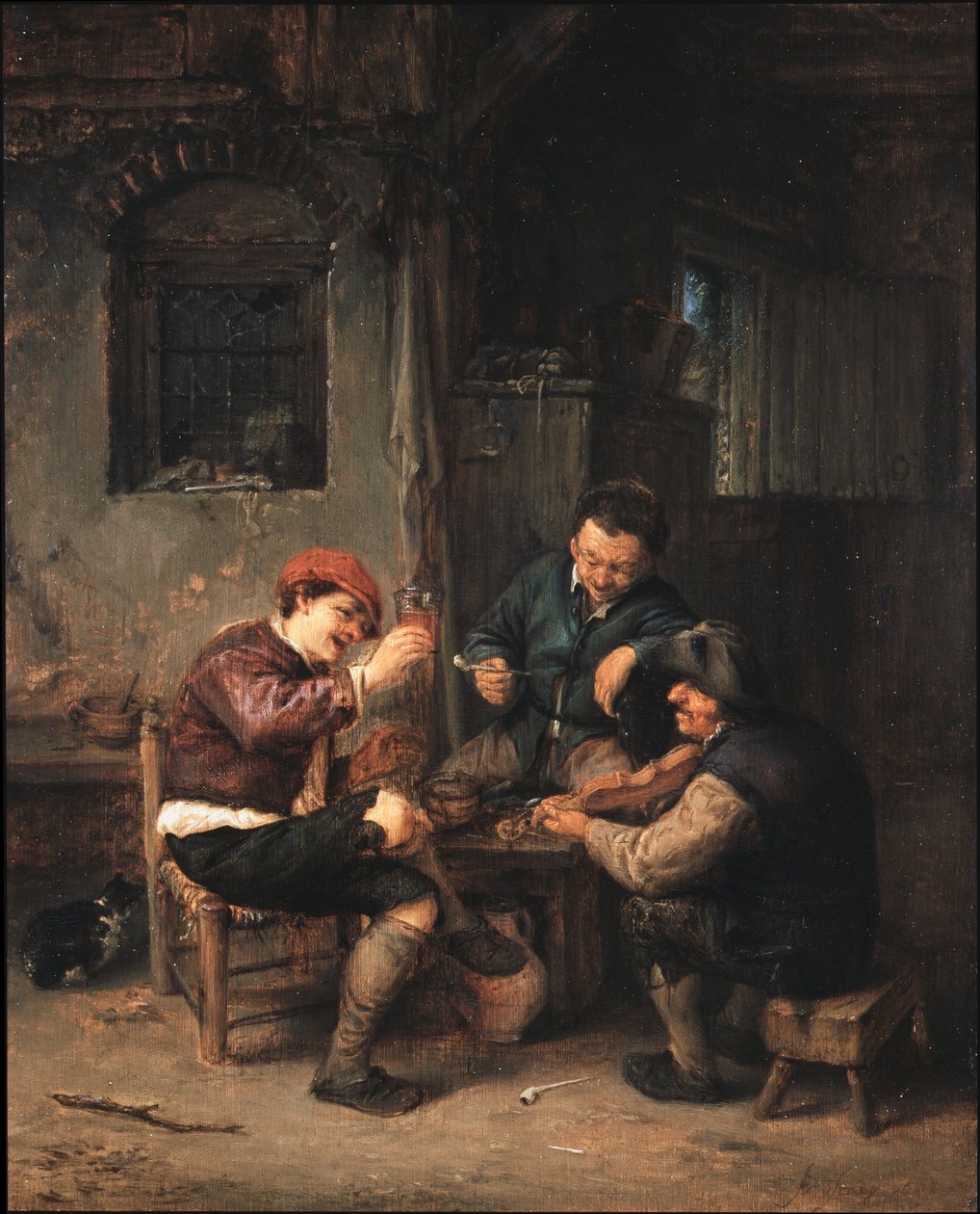 Drie boeren in een herberg door Adriaen van Ostade