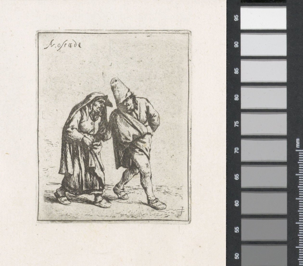 Wandelend boerenpaar door Adriaen van Ostade