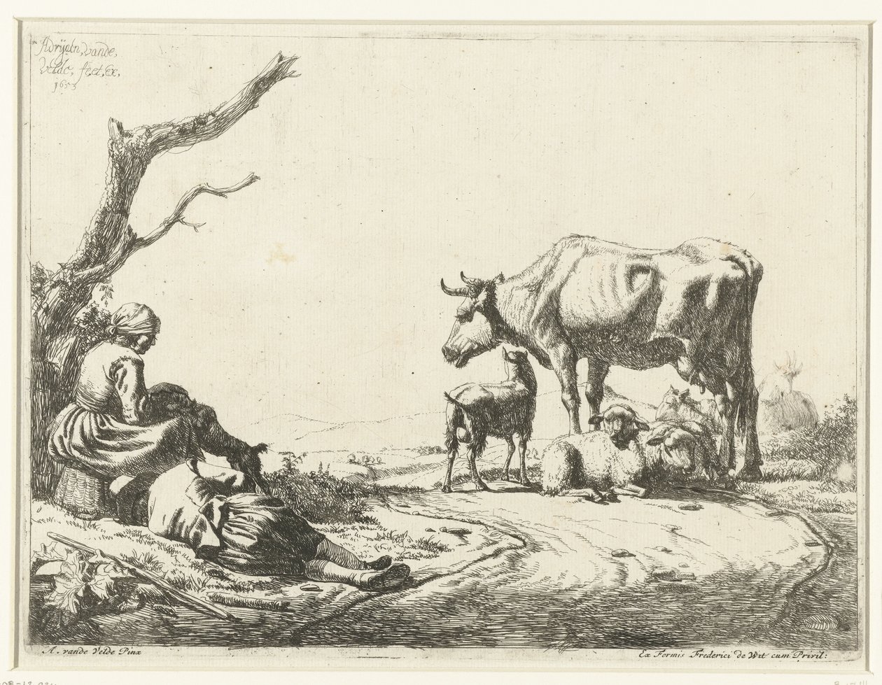 Herder en herderin met vee door Adriaen van de Velde