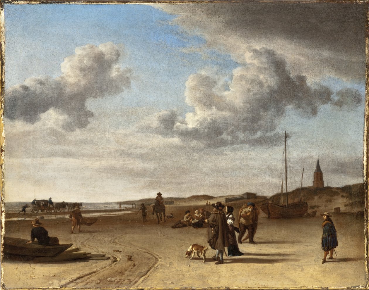 Het strand van Scheveningen door Adriaen van de Velde