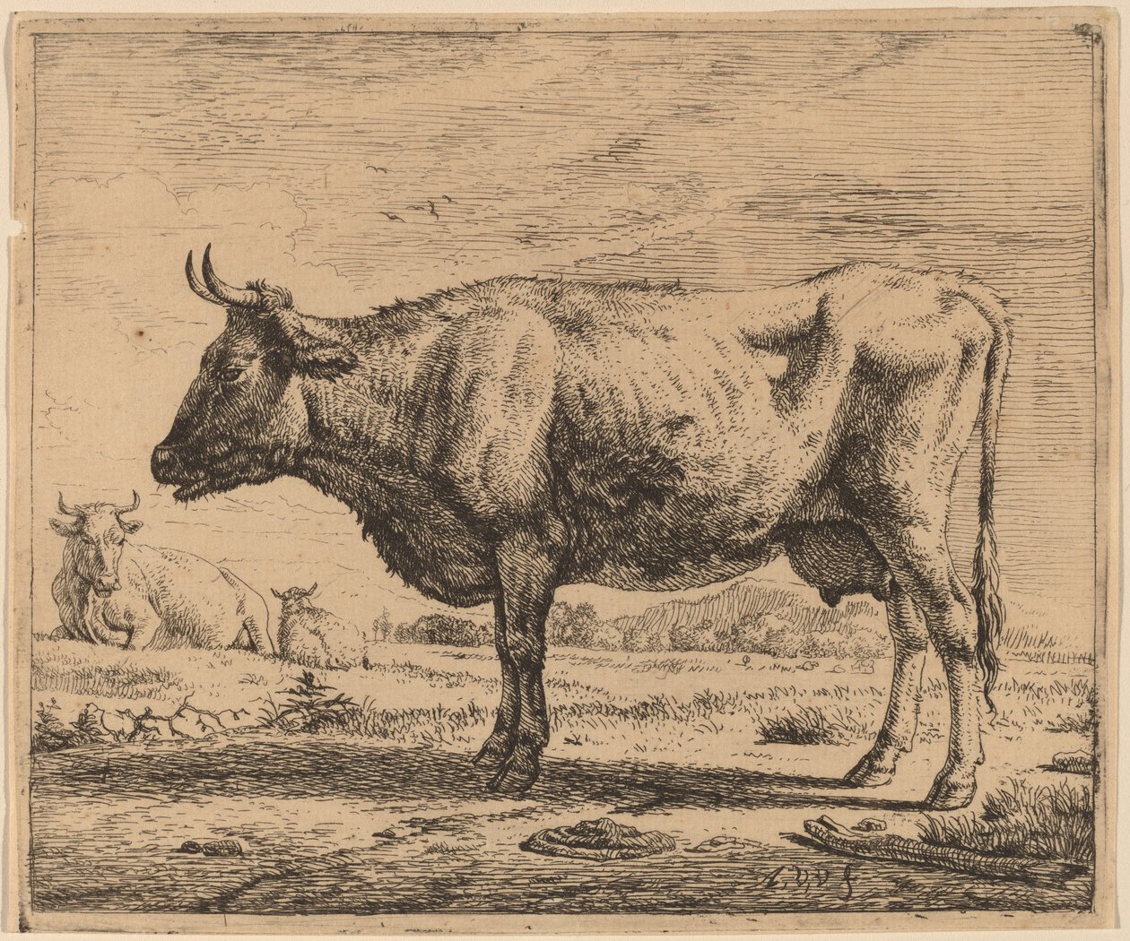 Twee Koeien en een Schaap door Adriaen van de Velde