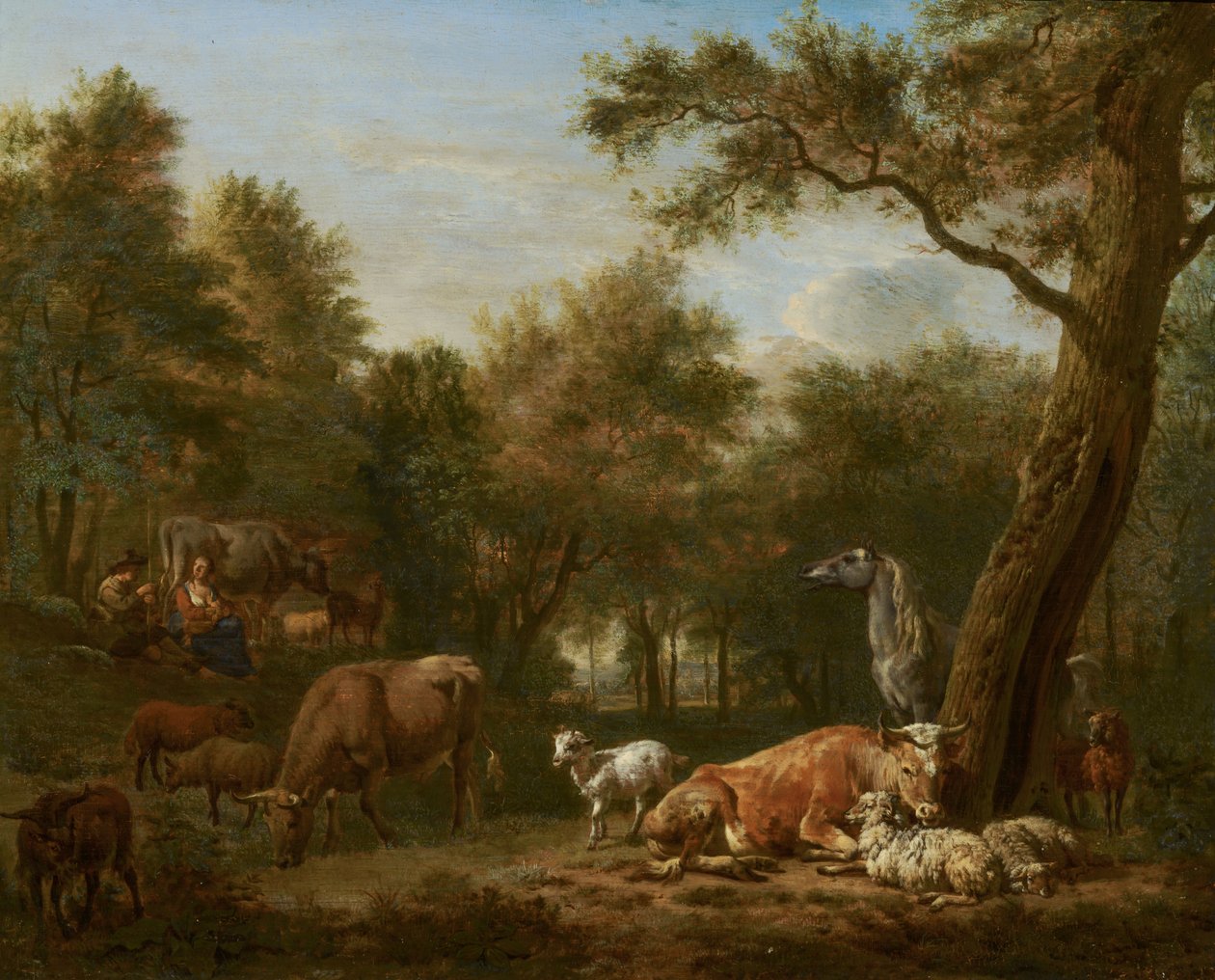 Bossenlandschap met vee door Adriaen van de Velde